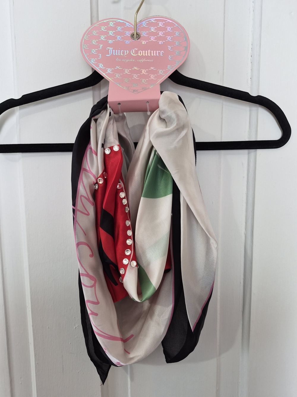 Juicy Couture Square Scarf with Rhinestones